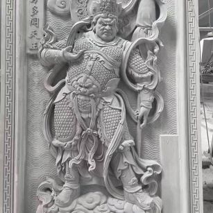 宜春 芝麻灰花岗岩人物雕刻——多闻天王