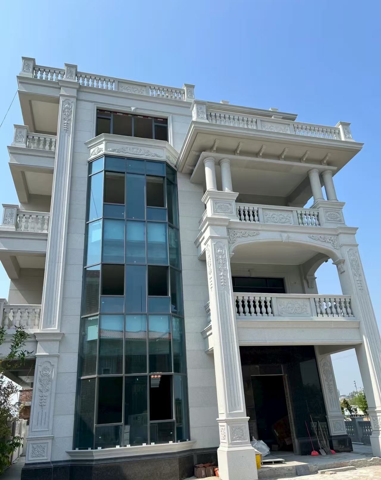 宜春 芝麻白花岗岩别墅外墙干挂效果展示