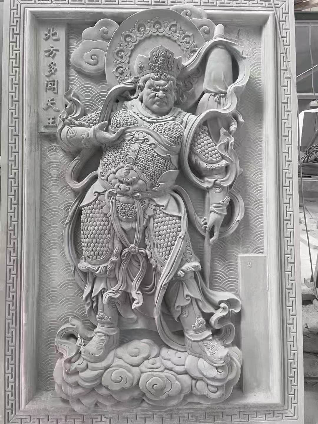 宜春 芝麻灰花岗岩人物雕刻——多闻天王